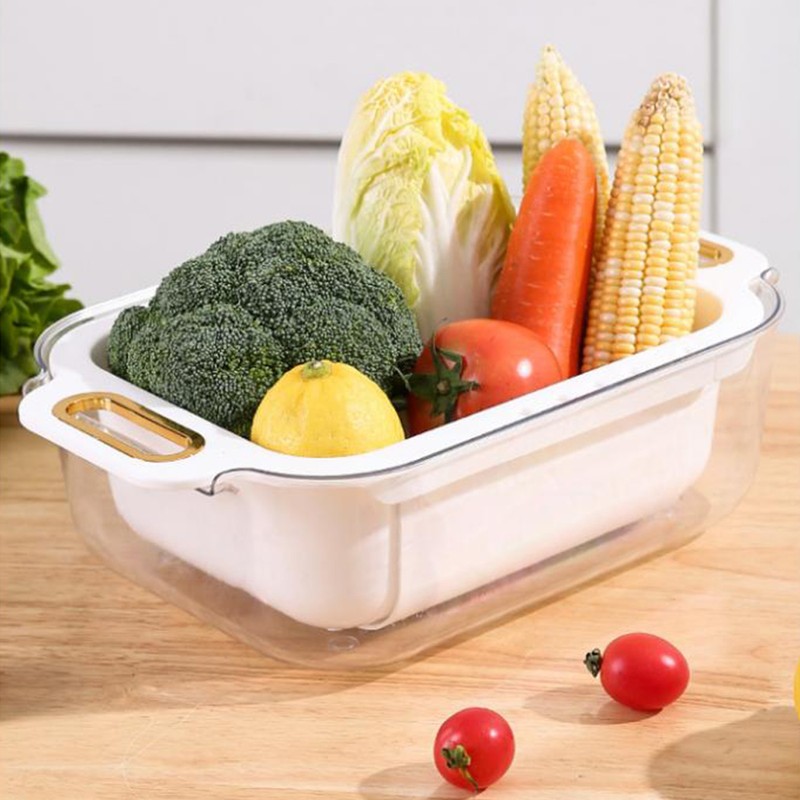 Extendable Over Sink Colander Double Layers Retractable Drainer Basket for