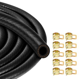 Fuel Line Hose, Fuel Pipe Fuel Line Set with 10 Hose Clamps, Suitable for Trucks, Cars, Tractors and Small Engines (6mm ID,6m)