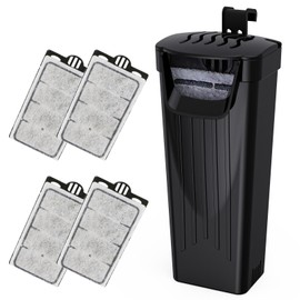 Moonorange Turtle Tank Filter(3.5W), Small Fish Tank Filter, Silent Aquarium Filter for Small Tanks Up to 15Gallon, with 4pcs Cartridges.(Black)