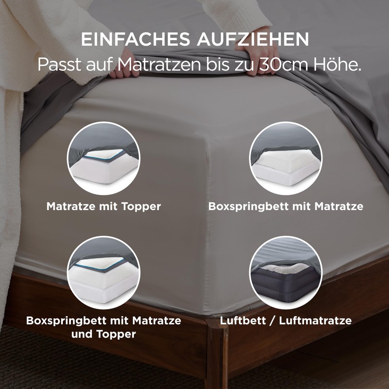 BEDSURE Fitted Sheet with Moisture Control 18-4006TCX 90x200+30 DE