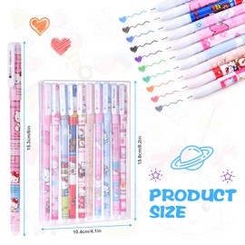 OFFCUP Cute Colour Pens, 10pcs Kitty Cat Gel Ink Pen, 0.38mm Roller Ball Pens Liquid Gel Pens Colourful Gel Ink Pen Gel Pens for Kids Girls Children Students Teens Office Gifts Fine Point Pen