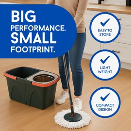 Easy Spin Microfiber Spin Mop and Bucket Set with Handle – Cleaning Tools for Home and Kitchen, Splash-Free Design, 360° Rotating Head, Ideal Cleaning Supplies for All Floor Types