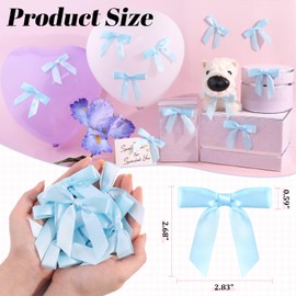 Tinkrstuff 55 Pcs Blue Bows for Crafts,Fabric Bows for Clothes Ornament,Satin Ribbon Bow for Crafting Decoration, Cute DIY Embellishments for Goblets,Gift Wrapping,Presents,Cakes,Treats,Balloons