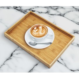 Bam & Boo (1-Pack) Natural Bamboo Rectangle Serving & Vanity Tray - for Kitchen, Bathroom, Countertop, Coffee Table (13" x 9" x 1.2")