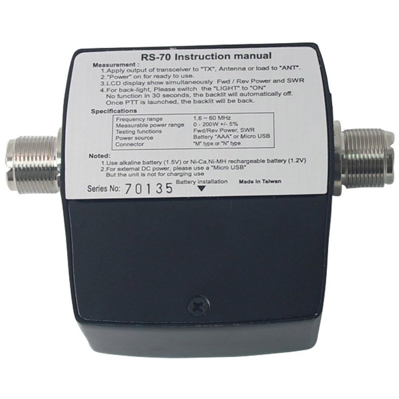Youmei RS-70 Digital SWR/Watt Meter HF 1.6-60MHz 200W for Two-Way