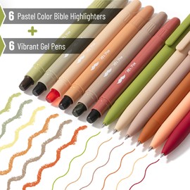 Mr. Pen- Bible Highlighters and Pens, 12 Pack, Gel Highlighters, Earthy Colors Bible Highlighters No Bleed, Gel Highlighter No Bleed Through, Aesthetic Pens, Gel Pens, Cute Pens