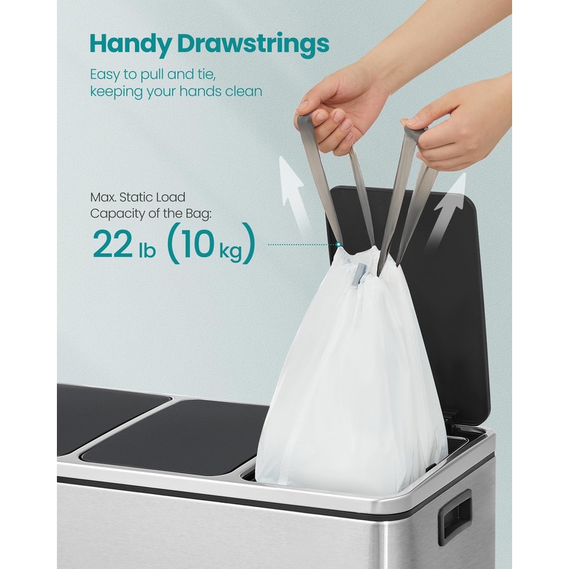 SONGMICS Trash Bags for 13-Gallon (50 L) Trash Cans, Drawstring