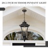 Emliviar 20.5 Inch Farmhouse Outdoor Pendant Light for Porch, Outdoor