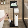 Freestanding Toilet Paper Holder with Tissue Box Storage, Black Metal
