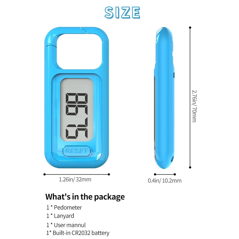 Simple Walking 3D Pedometer, Portable Carabiner Step Counter, Steps Tracker