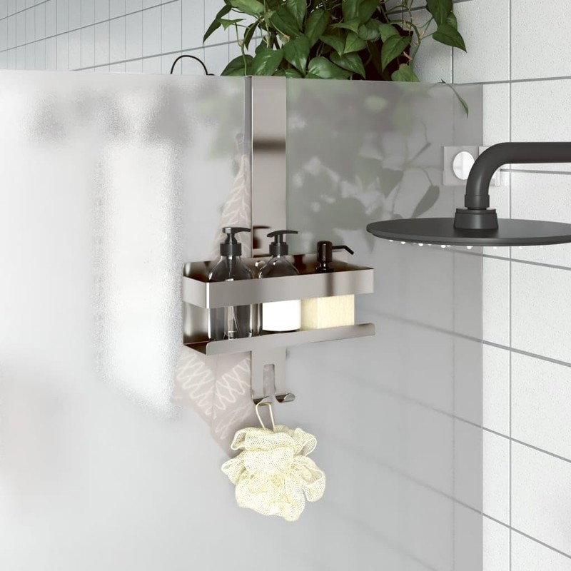 SKM Hanging Shower Caddy Silver Brushed 304 Stainless Steel,Silver (Weight