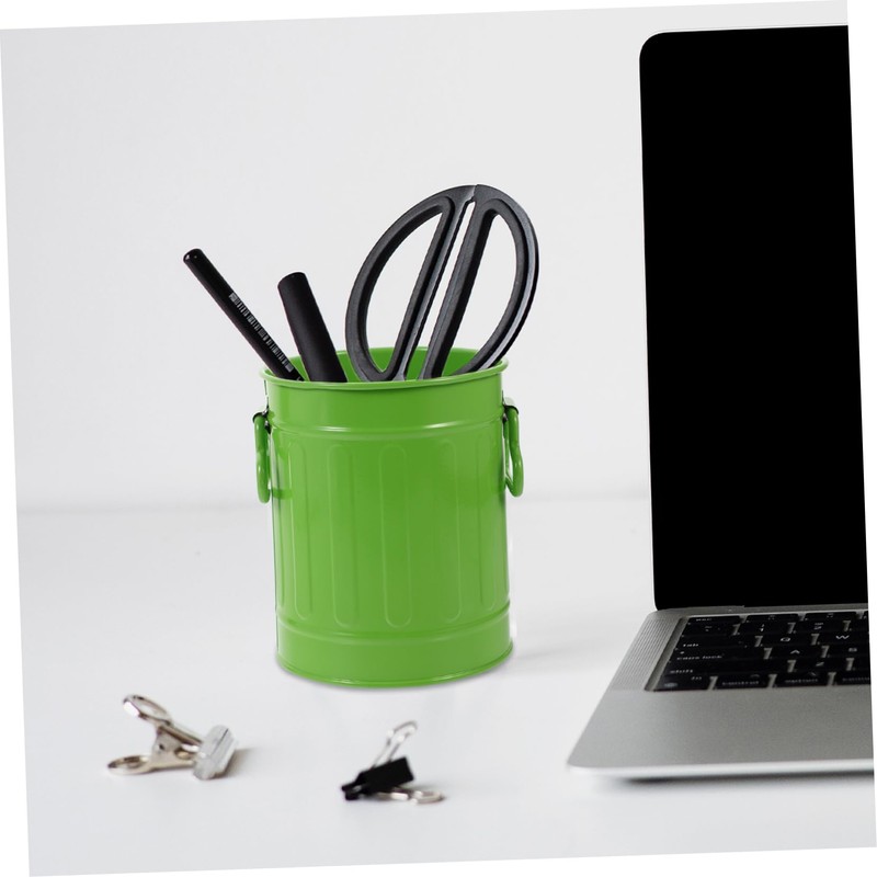 Mobestech Cute Iron Trash Can Multi-Functional Desk Wastebasket and Pen
