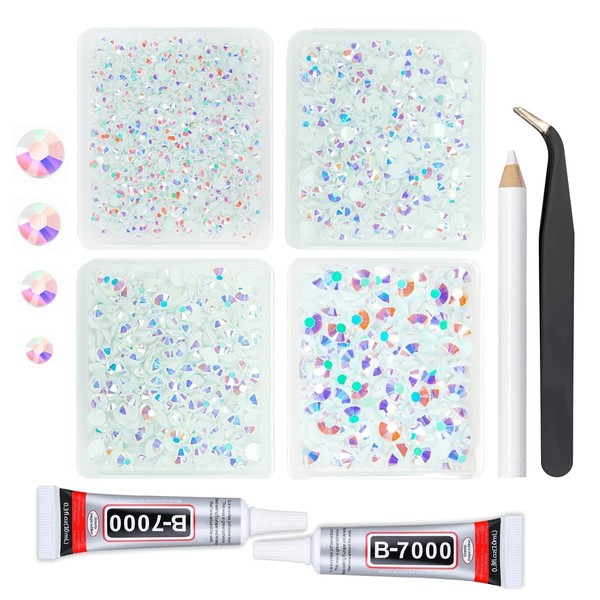 qiipii White AB Resin Rhinestones w B7000 Jewelry Glue for