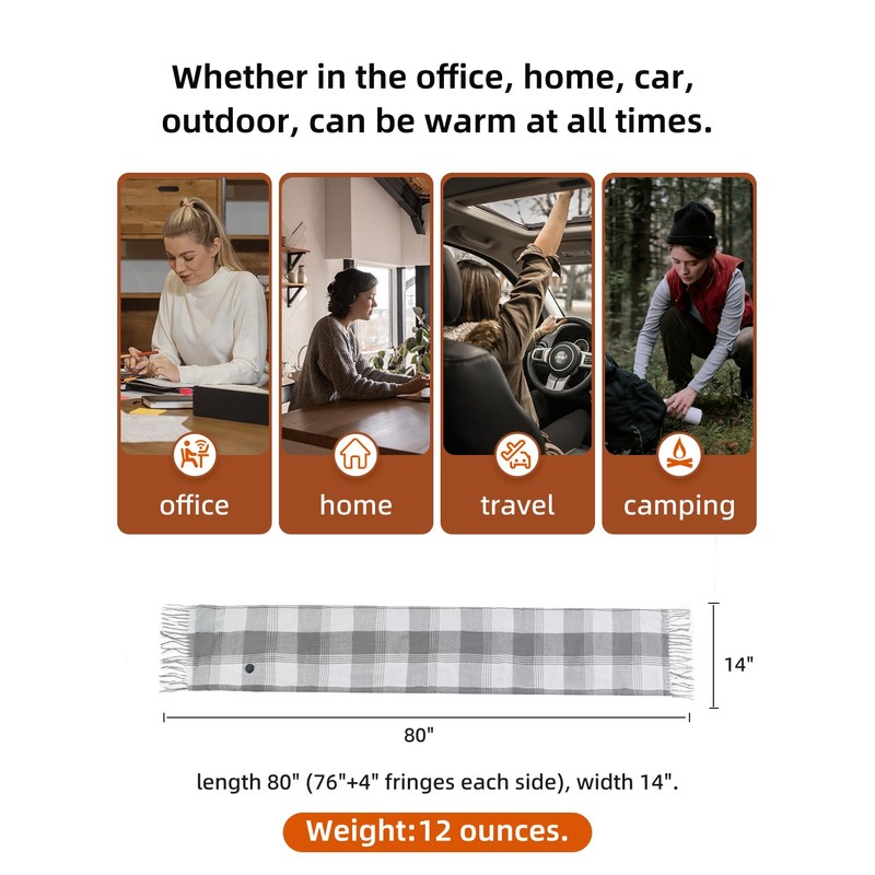 Zorvix Heated Scarf for Women, Rechargeable Intelligent Electric Heating Scarf