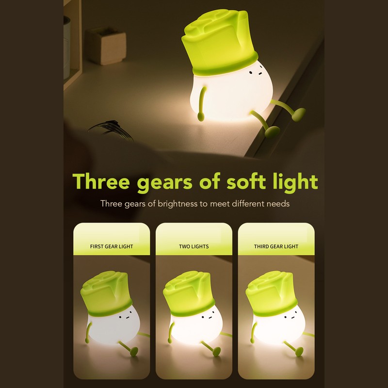Cute LED Night Light Tap Control Rechargeable 1.5W Decorative Scallion