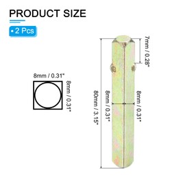 MECCANIXITY Square Door Knob Spindle 80x8mm, 2 Pack Spare Door Handle Spindle Bar Replacement Carbon Steel for Most Mortise Type Door Knobs Vintage Door Control System, Gold