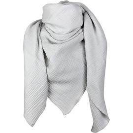 Turnanzug-GymStern XXL Muslin Scarf, 100% Fine Cotton, 130 x 130 cm, Women's Scarf, Muslin Scarf, for Men and Women - lightgrey, size: xxl