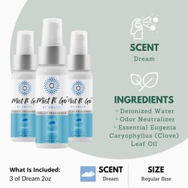 Mist N’ Go by Omaze Travel Bathroom Spray for Toilet Spray Odor Eliminator - Travel Toilet Spray for Bathroom Air Freshener Spray for Bathroom Deodorizer - Dream Regular Size (2oz x3)