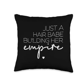 Just A Hair Babe Hair-dresser Hair Stylist Just Babe Building Her Empire Hair-Stylist Throw Pillow, 16x16, Multicolor