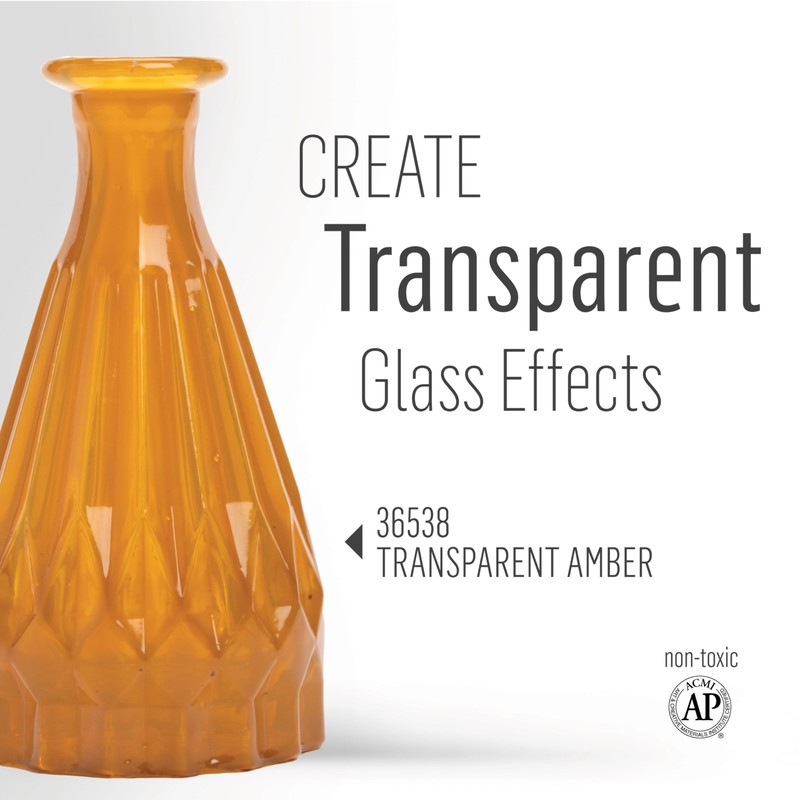 FolkArt Murano Transparent Acrylic Glass Paint, Amber, Perfect for Indoor