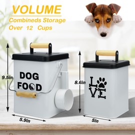 NIXBYO Metal Dog Treat Container Set of 2-9.5x5.9In&8.6x5In White Dog Treat Jars with Airtight Lids, Includes Scoop & Dog Toy - Pet Treat Canister, Dog Cookie Jar, Treat Storage for Kitchen Counter