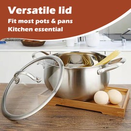 Stainless Steel Glass Lid for 12 Inch Pans and Pots, Tempered Cover for Cooking Pans, Dishwasher & Over Safe 30 cm