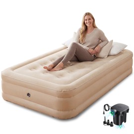 TripHug Twin Air Mattress with Fast Inflation Pump, Air Mattress - Leak-Free & Odorless Inflatable Bed for Travel and Guests, Supports up to 650 lbs - Ideal for Camping and Home, 16" Height