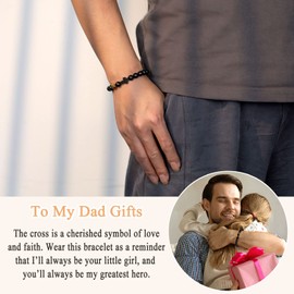 PINKDODO Fathers Day Gift Ideas Dad Gifts from Daughter, Cool Gifts for Dad for His Birthday Step Dad Men Cross Bracelet Bonus Dad Gift Valentines Day Father's Day Gifts from Daughter