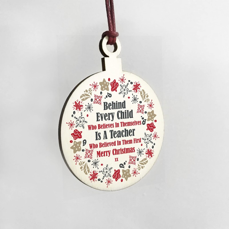 Gift For Teacher From Child Wooden Bauble THANK YOU Gift
