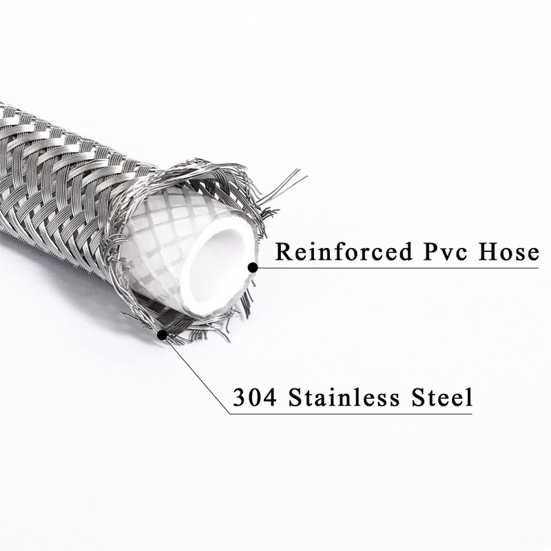 Premium Braided Stainless Steel Ice Maker Water Supply Hose -