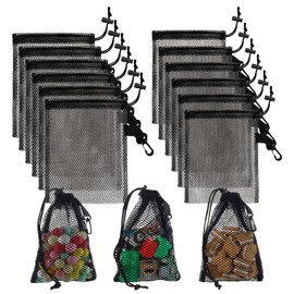 JUNRUCTH Essential Drawstring Mesh Bags - Durable and Portable Nylon Mesh Bags with Drawstring for Daily Use and Travel (Pack of 12)