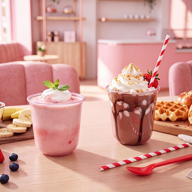 50 Set Root Beer Float Cups with Red Plastic Soda