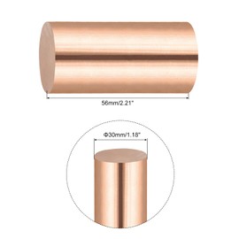 sourcing map 1 Pack Pure Copper Round Rod 30mm/1.18 Inch Diameter 56mm/2.21 Inch Length Solid Copper Rod Lathe Bar Stock for DIY Metal Craft Metal Working Hobbies