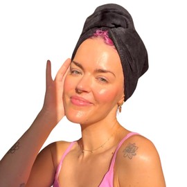 Crazy Color Microfibre Hair Wrap Turban Towel. Super soft and Absorbent Wrap Design Towel for Bleached, Coloured, Curly, Damaged and Brittle Hair. Black.