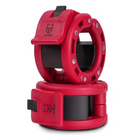 Amstaff Fitness Barbell Collars Clamps – Quick Release 2-Inch Locking Olympic Bar Collars for Weightlifting, Crossfit, Powerlifting, and Strength Training – Secure, Anti-Slip Design (Pair, Red)