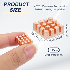 PATIKIL Copper Heatsink 15x15x6mm, 8 Pcs Heat Sink Cooler Radiator for Raspberry Pi Chip CPU Power Transistor FET IC Power Amplifier