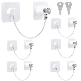 Niviy Pack of 6 Drawers, Child Lock, Fridge Lock with Key, No Drilling, Black Cabinet Child Lock for Washing Machine, Wardrobe, Fridge, Window, Protects Children and Pets