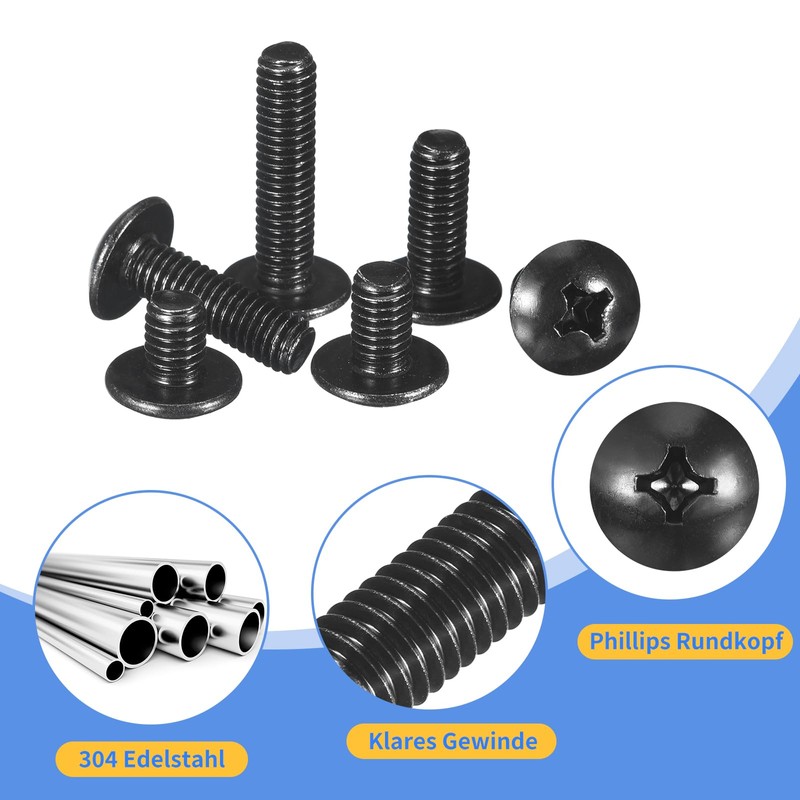 uxcell M8-1.25 x 12mm Truss Head Phillips Machine Screws, Full