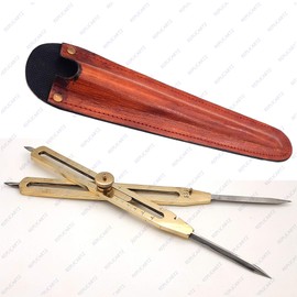 9 Inch Brass Artistic Proportional Divider with Leather Cover Pouch (9 inch)