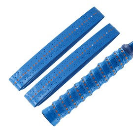 CAPASTEC Grip Tape, Tennis Badminton, Set of 2, Perforated Textured Grip Tape, Shock Absorption, Breathable, for Racquets, Wet Type, Blue (Yellow Dots)