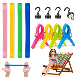 Pack of 12 Beach Towel Holder Clips Beach Towel Straps Towel Bands Magnetic Hooks Black Matt Small 14 kg for Beach Chairs Pool Swimming Holiday Beach Accessories (4 of Each)