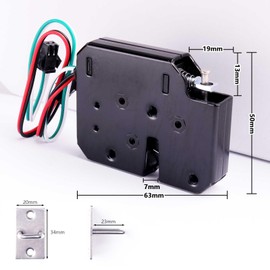 1pcs Electronic Lock,DC 12V 2A Carbon Steel Solenoid Cabinet Spring Lock for Drawer Locker (63X50X13mm)