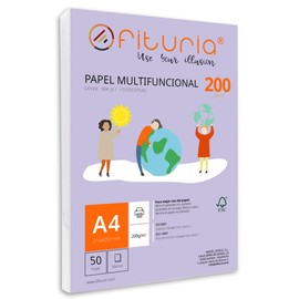 Pack of 50 White A4 Sheets 200g Printer Paper Multifunctional Copier Paper for School and Office Ideal for Laser Printers, Inkjet Printers or Copiers - Ofituria