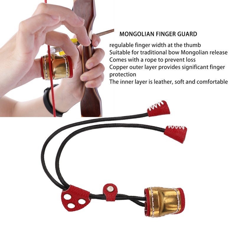 Archery Thumb Protector Regulable Design Safety Rope Brass Cowhide Material