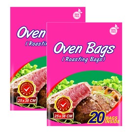 20Counts Oven Roasting Bags, Cooking Roasting Bags for Meats Chicken Fish Vegetables (2, 25 x 38 cm)