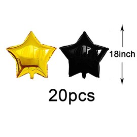 AnnoDeel 20pcs Gold Black Star Foil Balloons, 18inch Black Star Balloons Gold Star Mylar Balloons for Wedding Birthday Engagement Party Decoration