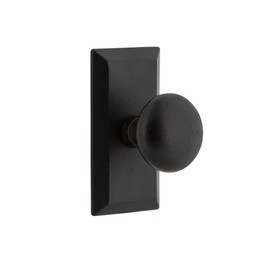 Ageless Iron Vale Plate Passage with Keep Knob in Black Iron - Universal Handing