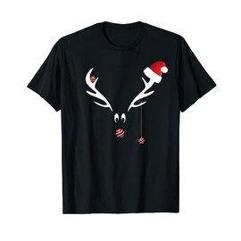Reindeer Rudolph Christmas T-Shirt Gift Idea Red Nose T-Shirt, black