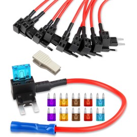 GUUZI 10pcs 12-24V Mini Car Add-a-Circuit Fuse Tap Adapter, Mini APM ATM Blade Fuse Kit for Cars, Trucks, Boats with 3/5/7.5/10/15 Amp Fuse