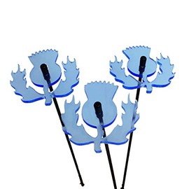SunCatcher Garden Decor Ornaments Scottish Thistles Set of 3 Garden Stake 25cm/10'' high Indoor Outdoor Yard Accessory Great Gardeners Gift, Colour:Blue